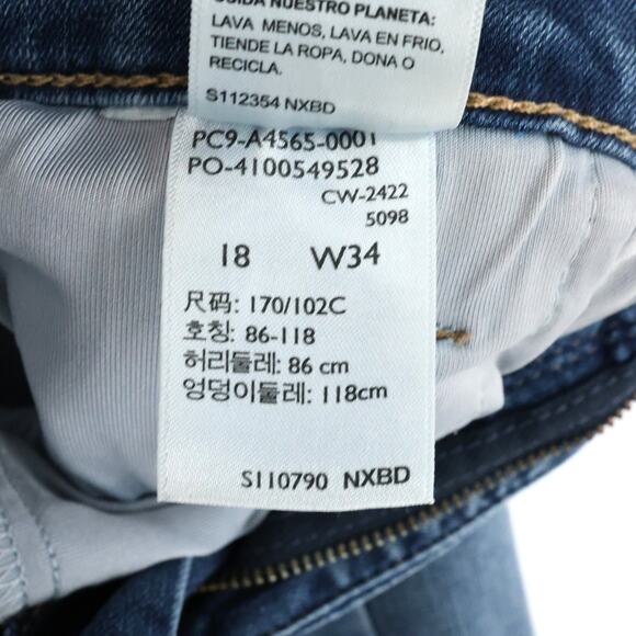 Levis Denizen Jeans Plus Size 18 34W Blue Denim Ultra High Rise Crop Flare - Picture 4 of 13